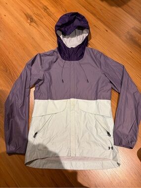 Under Armour Two-Tone Purple & Light Teal Hooded Rain Jacket